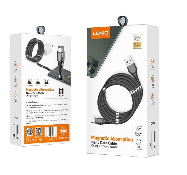 LDNIO ΚΑΛΩΔΙΟ ΦΟΡΤΙΣΗΣ LS511 ΜΕ ΜΑΓΝΗΤΕΣ, TYPE C, ΛΕΥΚΟ