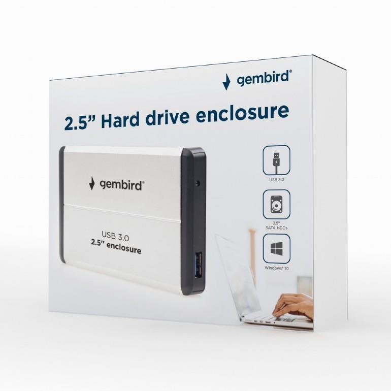 GEMBIRD ΘΗΚΗ ΓΙΑ HDD 2.5" USB 3.0 SILVER ALUMINIUM