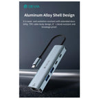 Hub USB C Devia EC701 5 σε 1 PD 100W RJ45 Leopard Γκρι