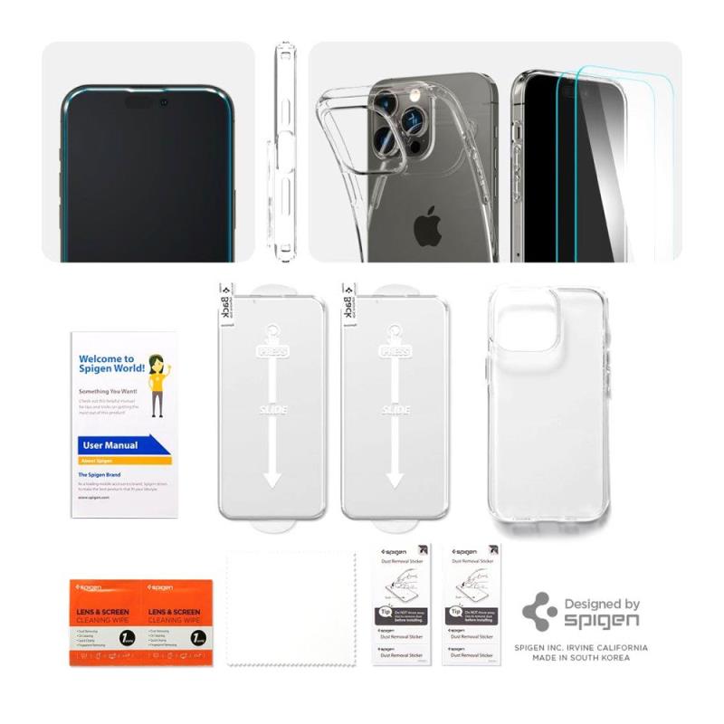 Θήκη TPU Spigen Liquid Crystal (1 τεμ.) & Tempered Glass TR Slim (2 τεμ.) Apple iPhone 14 Pro Crystal Pack Διάφανο