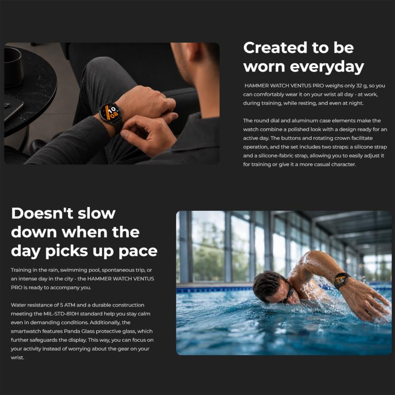 Smartwatch Hammer Watch Ventus Pro 1.43" Μαύρο