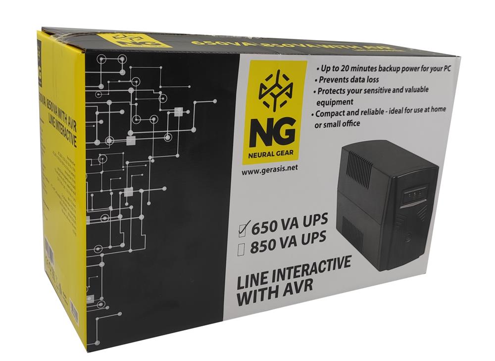 NG UPS 650VA/390W ΜΕ AVR, LINE INTERACTIVE, 2 SCHUKO, 1x 12v7A USB ΘΥΡΑ &amp; RJ11-RJ45