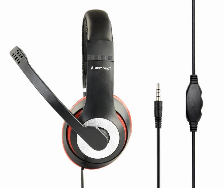 GEMBIRD HEADSET ΜΑΥΡΟ/ΚΟΚΚΙΝΟ MHS-003