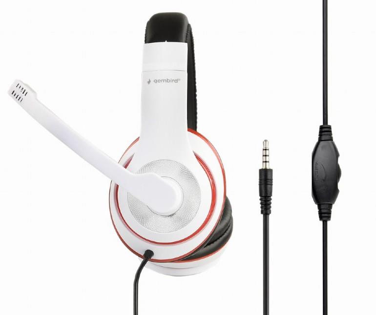 GEMBIRD HEADSET ΛΕΥΚΟ/ΚΟΚΚΙΝΟ MHS-003
