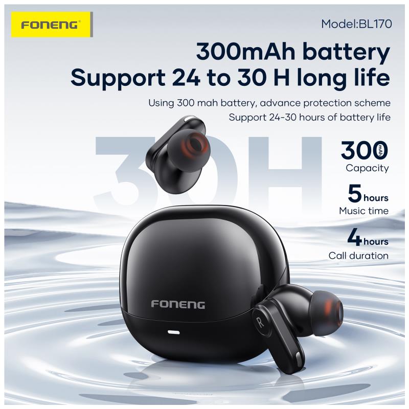 True Wireless Ακουστικά Bluetooth Foneng BL170 ANC+ENC Μαύρο