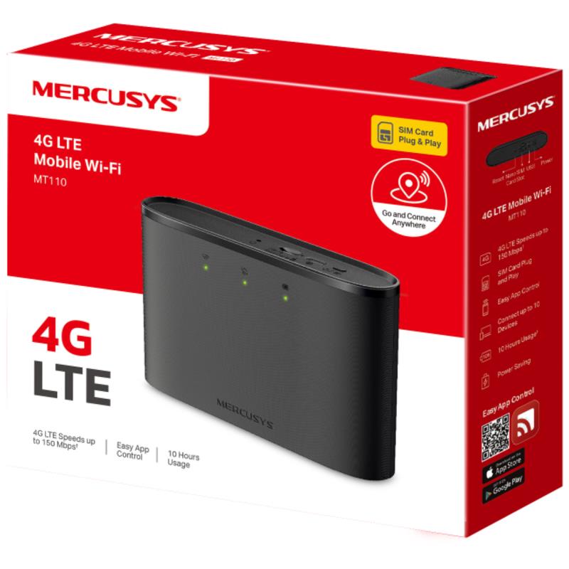 Φορητό Router Mercusys MT110 150Mbps 4G LTE Μαύρο