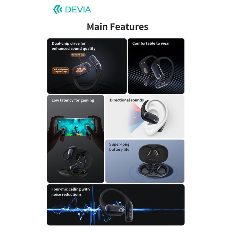 True Wireless Ακουστικά Bluetooth Devia EM043 OWS Ultra1 Open Χρυσό