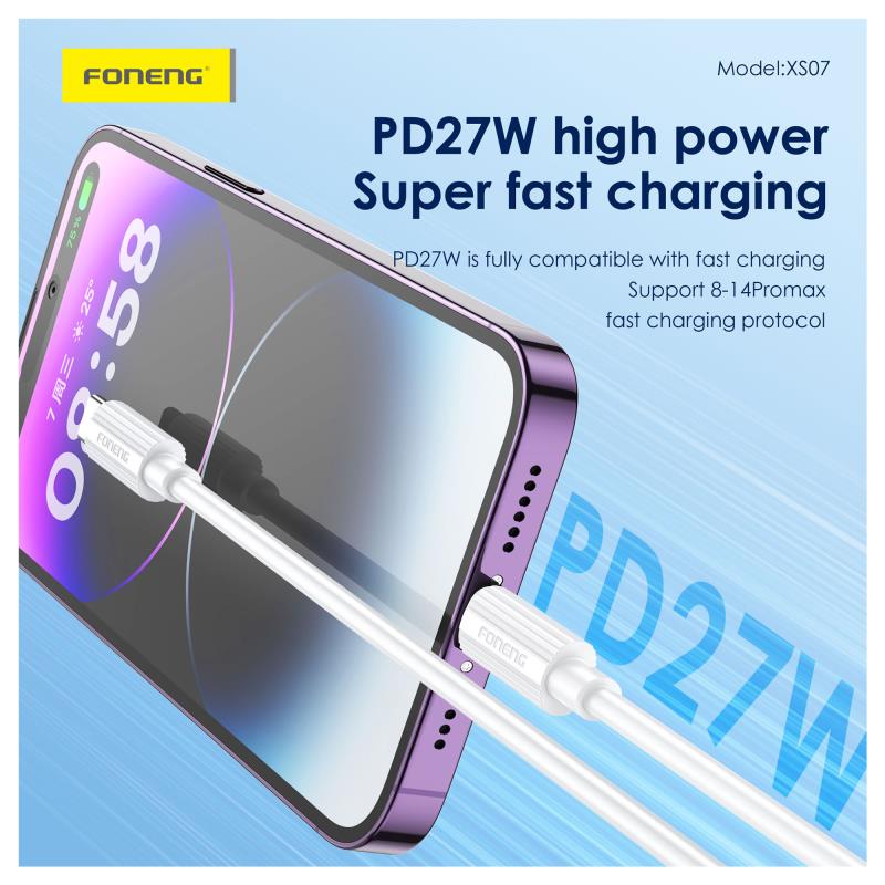 Καλώδιο Σύνδεσης USB 2.0 Foneng XS07 USB C σε USB C 60W 1.2m Λευκό