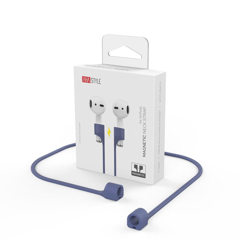 Strap Λαιμού Σιλικόνης AhaStyle PT74 Apple AirPods Magnetic Σκούρο Μπλε