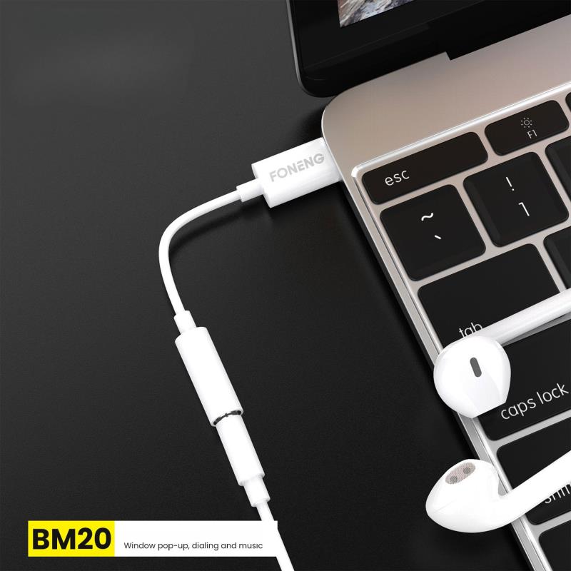 Αντάπτορας Foneng BM20 3.5mm Θηλυκό σε Lightning Αρσενικό 0.1m Λευκό