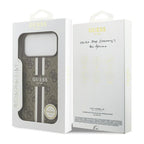 Θήκη PU Guess MagSafe Apple iPhone 17 Pro Max Hardcase Printed Stripes 4G Καφέ