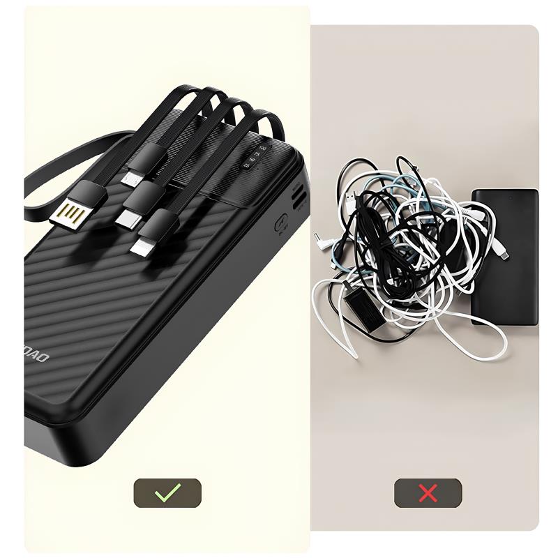 Φορτιστής Ανάγκης Dudao K11Pro 10W 20000mAh με 4 Ενσωματωμένα Καλώδια Μαύρο