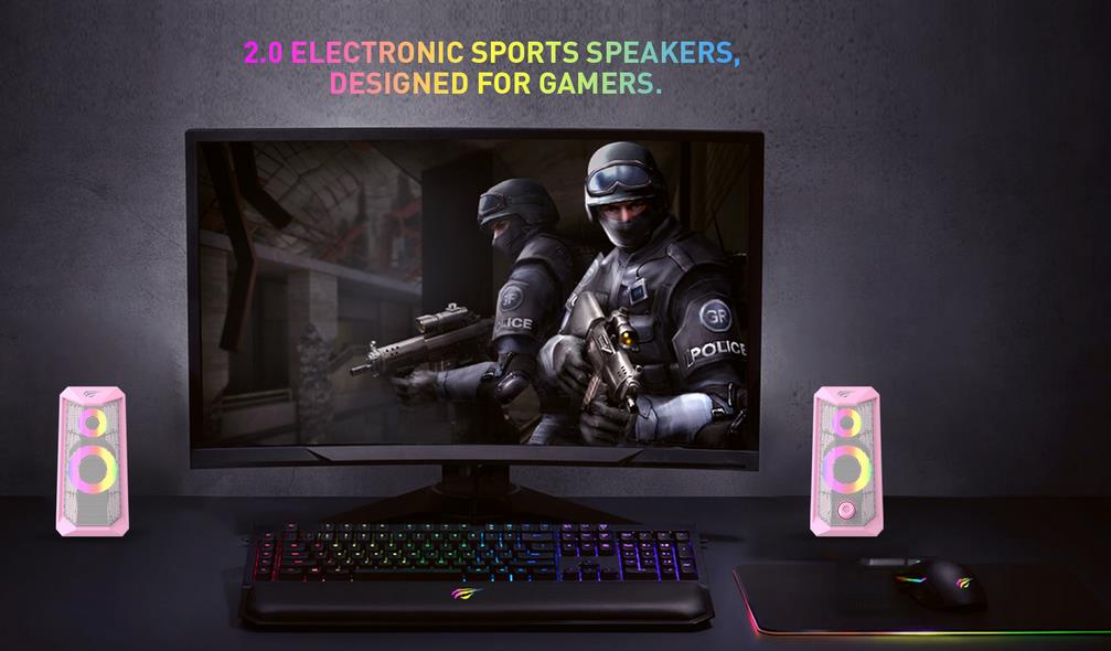 HAVIT SK202  ΗΧΕΙΑ 2.0, USB 2.0, ΜΕ LED, ΡΟΖ
