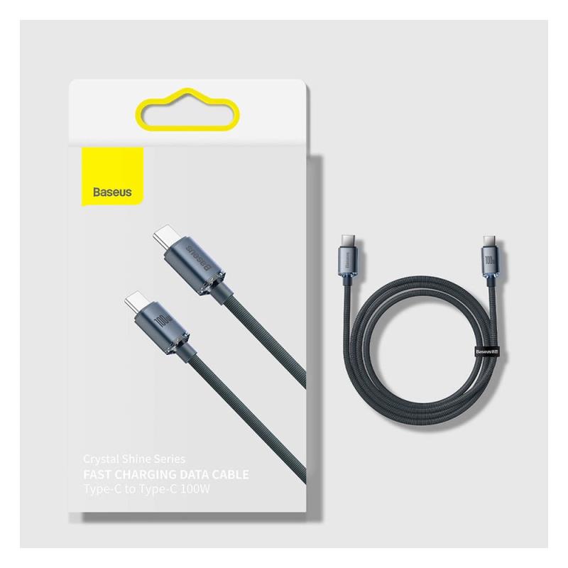 Καλώδιο Σύνδεσης USB 2.0 Baseus Crystal Shine USB C σε USB C PD 100W 5A 1.2m Μωβ