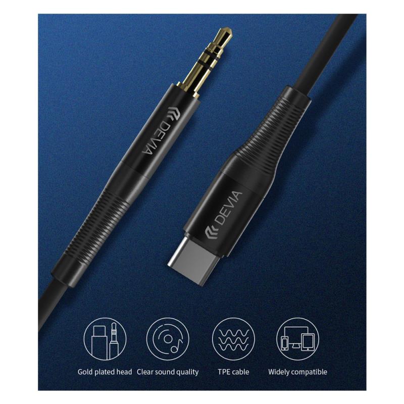 Καλώδιο Ήχου Devia EC620 USB C σε 3.5mm 1m Ipure Μαύρο