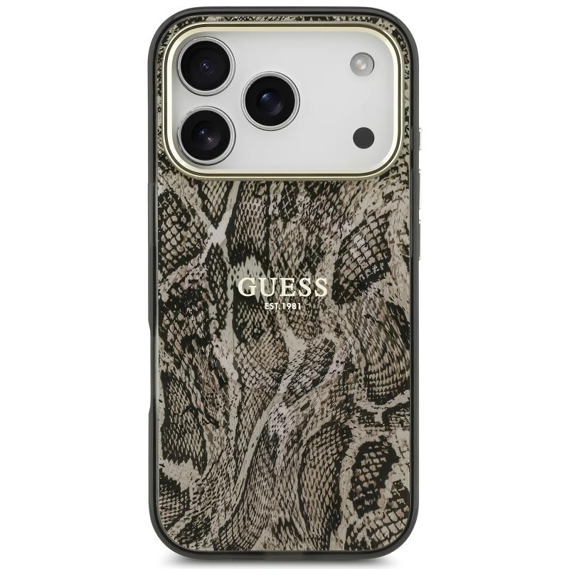 Θήκη TPU & PC Guess Apple iPhone 18 Pro/ 17 Pro MagSafe Python Pattern Καφέ