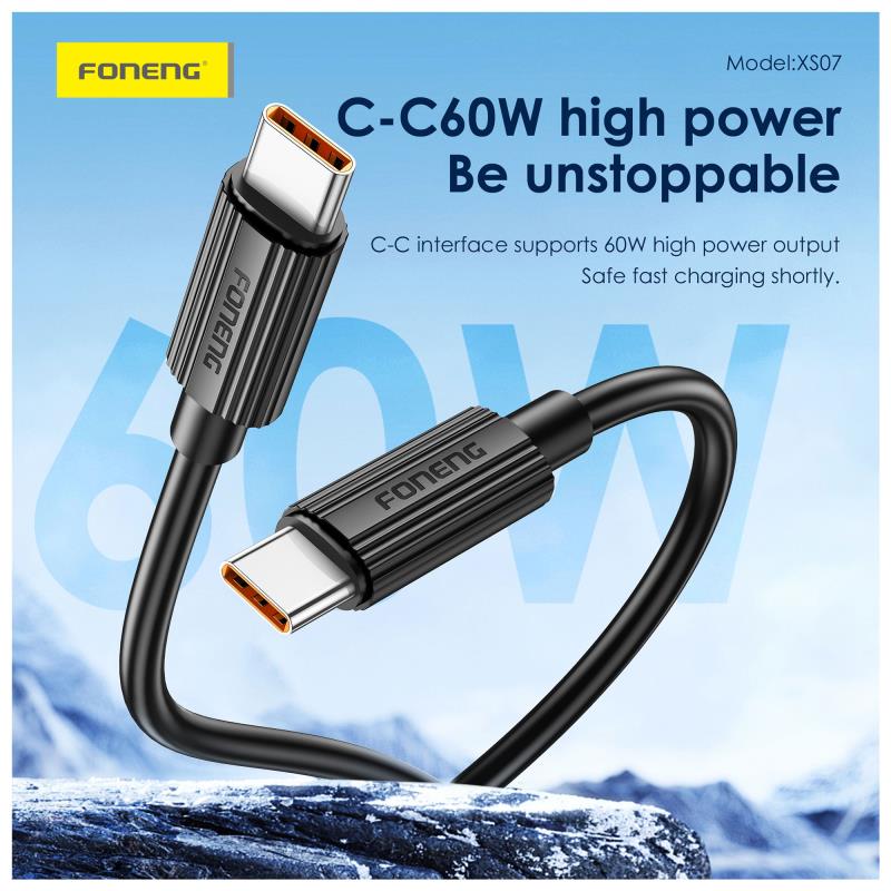 Καλώδιο Σύνδεσης USB 2.0 Foneng XS07 USB C σε USB C 60W 1.2m Λευκό