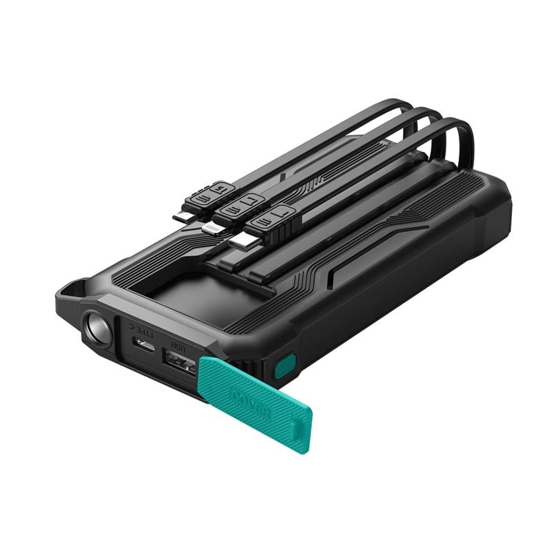 Φορτιστής Ανάγκης Joyroom JR-L016 12W 10000mAh με Φακό & 3 Ενσωματωμένα Καλώδια Μαύρο