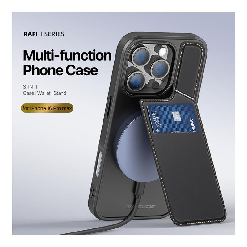 Θήκη Δερμάτινη Dux Ducis Apple iPhone 16 Pro Max Magnetic MagSafe με Stand Rafi II Μαύρο