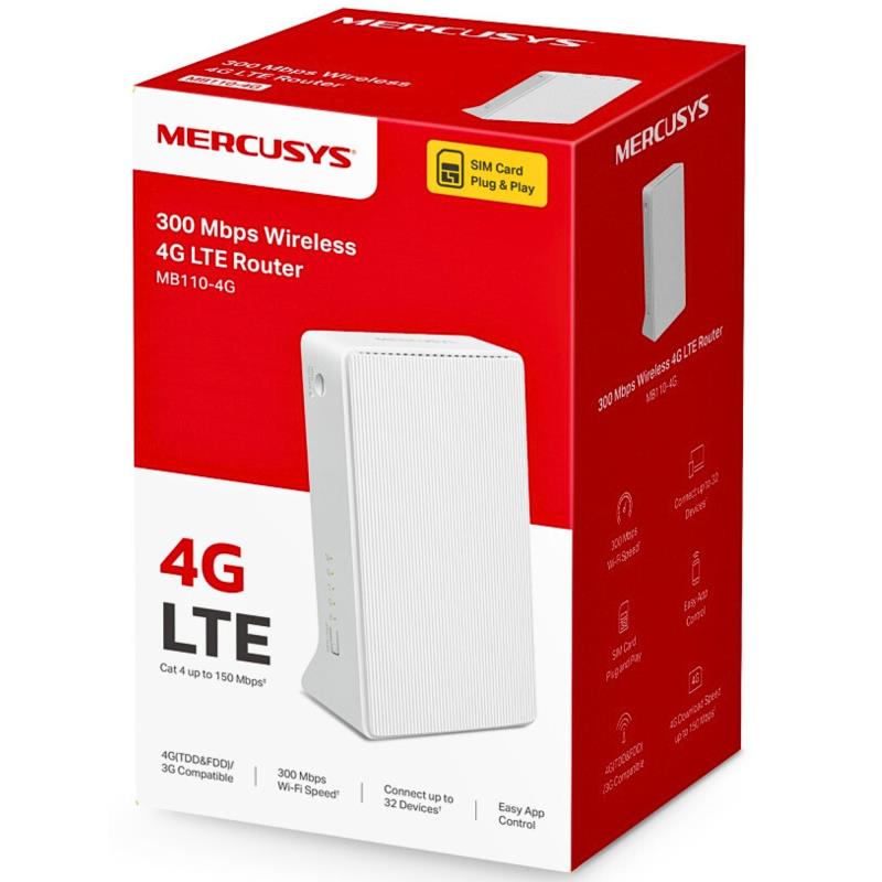 Ασύρματο Router Mercusys MB110-4G 300Mbps N 4G LTE V2