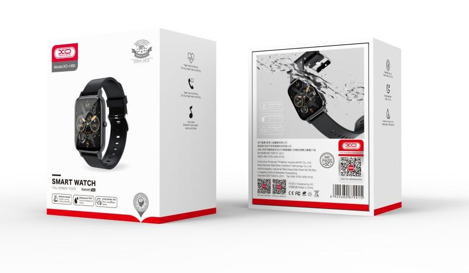XO Η80S, SMART WATCH, 1,69”, ΜΑΥΡΟ
