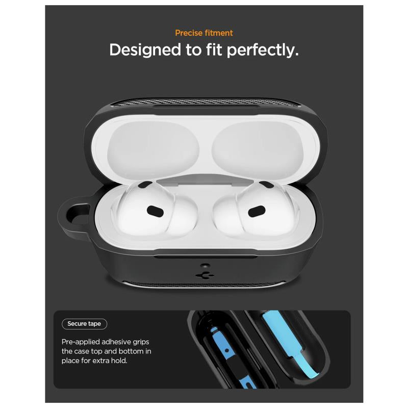 Θήκη Σιλικόνης Spigen Rugged Armor Apple AirPods Pro 3 με Γάντζο Μαύρο