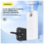 Φορτιστής Ανάγκης Foneng PX106 22.5W 10000mAh με 3 Ενσωματωμένα Καλώδια Μαύρο