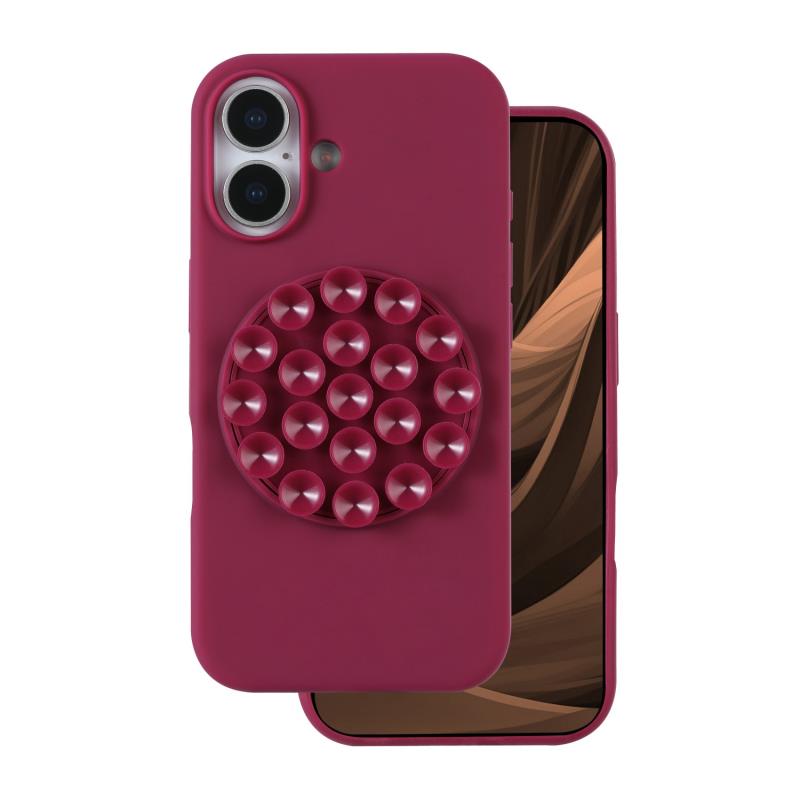 Θήκη Silicon & PC inos Apple iPhone 16 με Suction Cup Μπορντώ