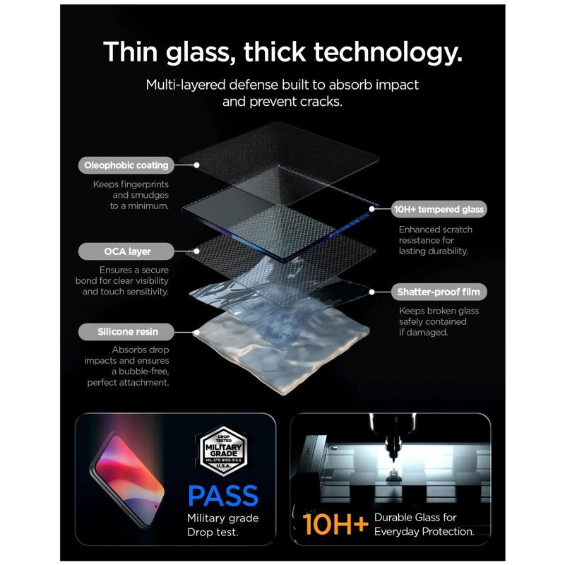 Tempered Glass Full Face Spigen Glas.tR EZ-FIT Privacy Apple iPhone Duo Μαύρο (1 τεμ.)