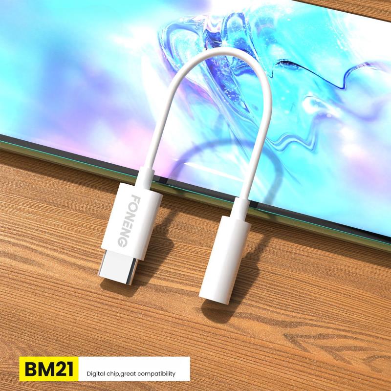 Αντάπτορας Foneng BM21 3.5mm Θηλυκό σε USB C Αρσενικό 0.1m Λευκό
