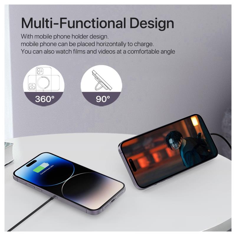 Ασύρματη Βάση Φόρτισης Μαγνητική Choetech T697-F 15W με Stand Μαύρο