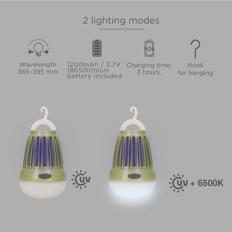 Επαναφορτιζόμενος Φακός LED Navelis 5W 1200mAh 70lm με Εντομοπαγίδα Πράσινο