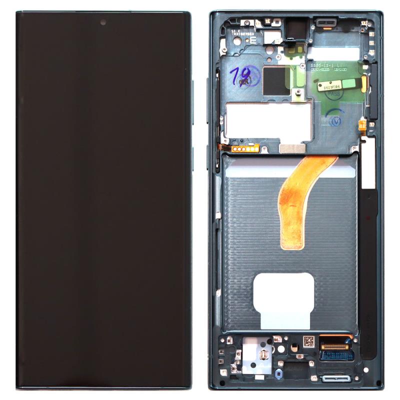 Οθόνη με Touch Screen & Μπροστινή Πρόσοψη Samsung S908B Galaxy S22 Ultra 5G Πράσινο (Original)