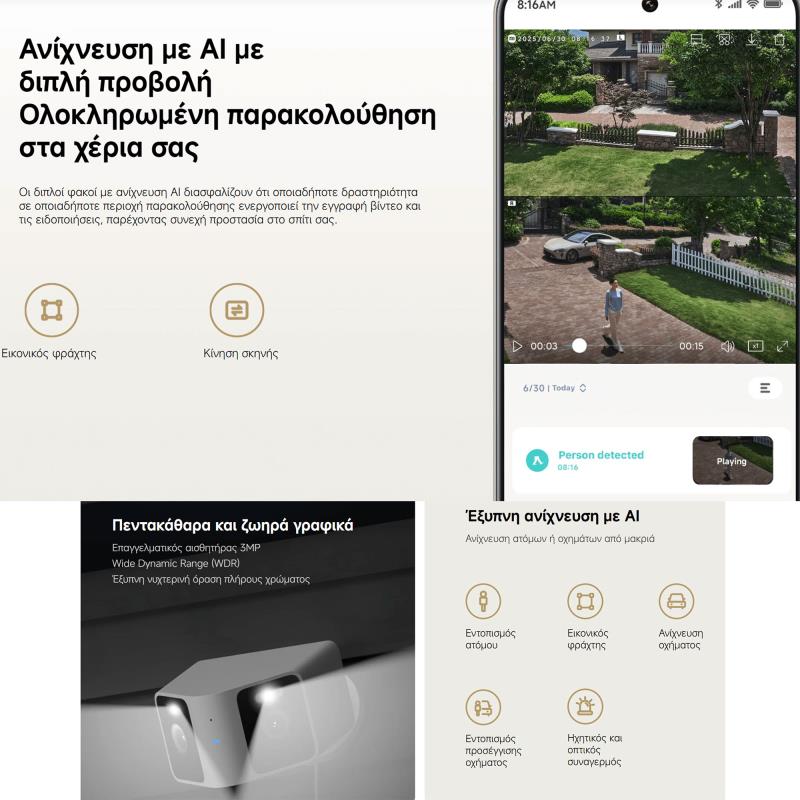Security Camera Εξωτερικού Χώρου Xiaomi Smart CW100 BHR07UIEU Dual Full HD Λευκό