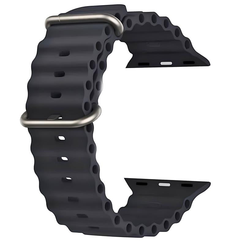 Λουράκι Σιλικόνης Ocean για Apple Watch 44/ 45/ 46/ 49mm Μαύρο (Ασυσκεύαστο)