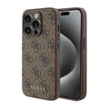 Θήκη PU Guess Apple iPhone 15 Pro Hardcase Metal Gold Logo 4G Καφέ