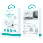 Φορτιστής Ταξιδίου Devia RLC-342 με Διπλή Έξοδο 2xUSB A 12W & Καλώδιο USB A σε USB C 1m Lite2 Λευκό