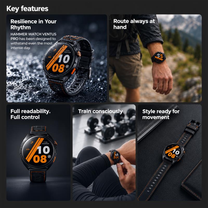 Smartwatch Hammer Watch Ventus Pro 1.43" Μαύρο
