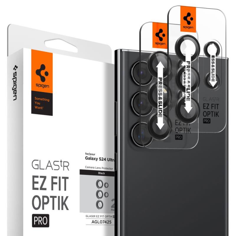 Προστατευτικό Κάλυμμα Κάμερας Spigen Optik.tR EZ-FIT για Τζαμάκι Κάμερας Samsung S928 Galaxy S24 Ultra 5G Μαύρο (2 τεμ.)