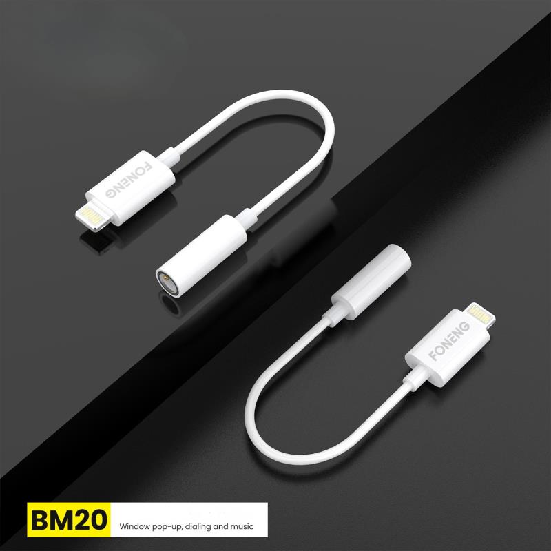 Αντάπτορας Foneng BM20 3.5mm Θηλυκό σε Lightning Αρσενικό 0.1m Λευκό