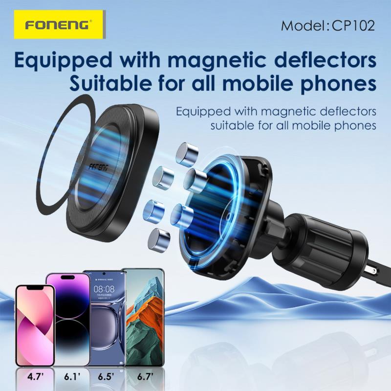 Universal Βάση Στήριξης Αεραγωγού Αυτοκινήτου Foneng CP102 Magnetic για Smartphones έως 6.7" Μαύρο