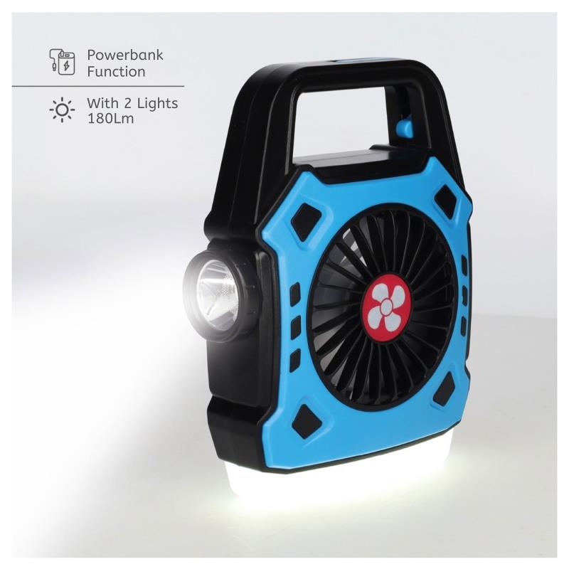 Ανεμιστήρας Κάμπινγκ Niaros Stawell USB 4W με Φακό LED 180lm Μπλε