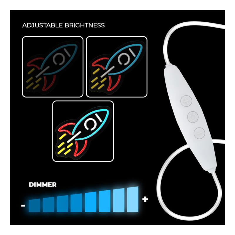 Neon Plexi Neolia NNE18 ROCKET (USB, On/Off & Dimmer) Πολύχρωμο