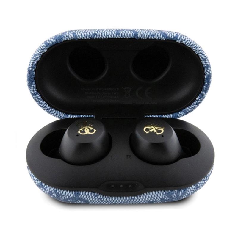 True Wireless Ακουστικά Bluetooth Guess Docking Station Metal 4G Μπλε