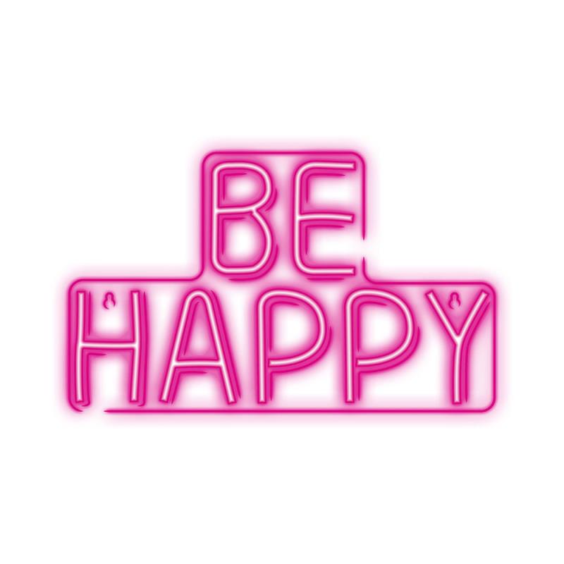 Neon Plexi Neolia NNE10 BE HAPPY (USB & On/Off) Ροζ