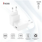 Φορτιστής Ταξιδίου inos με Έξοδο USB A 12W & Micro USB Καλώδιο 1m Λευκό