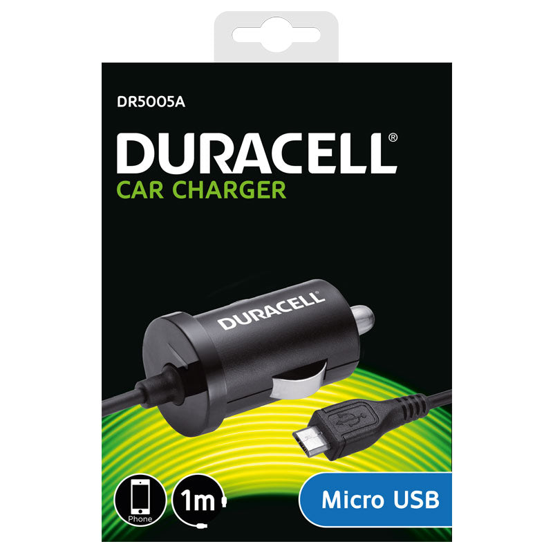 Φορτιστής Αυτοκινήτου Ταχείας Φόρτισης Duracell με Ενσωματωμένο Καλώδιο Micro USB Μαύρο