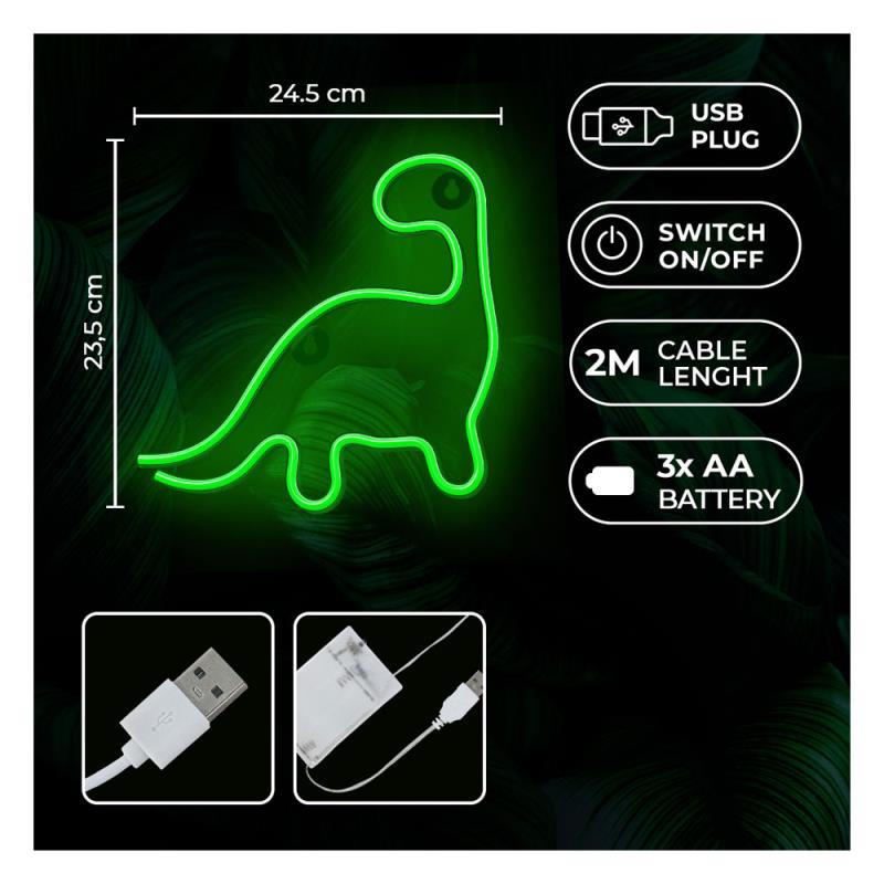 Neon LED Neolia NNE01 DINOSAUR (USB & On/Off) Πράσινο