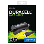 Φορτιστής Αυτοκινήτου Ταχείας Φόρτισης Duracell με Ενσωματωμένο Καλώδιο Micro USB Μαύρο