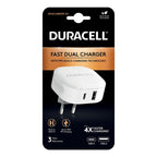 Φορτιστής Ταξιδίου Ταχείας Φόρτισης Duracell με Διπλή  Έξοδο USB A & USB C PD 30W Λευκό